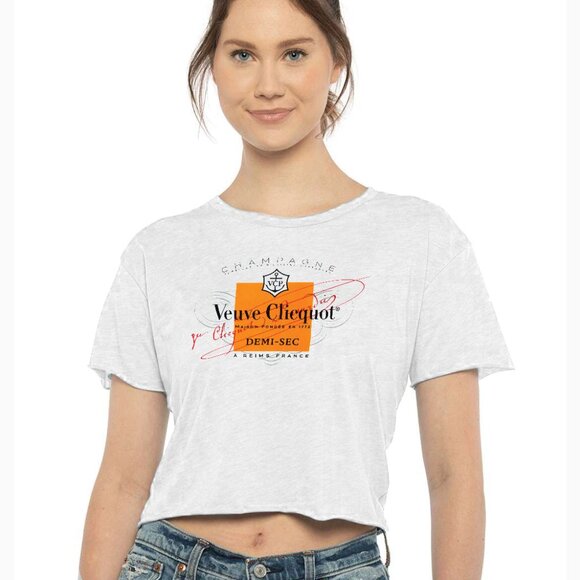 Next Level Apparel Tops - Veuve Clicquot Women's Festival Crop Top WHITE